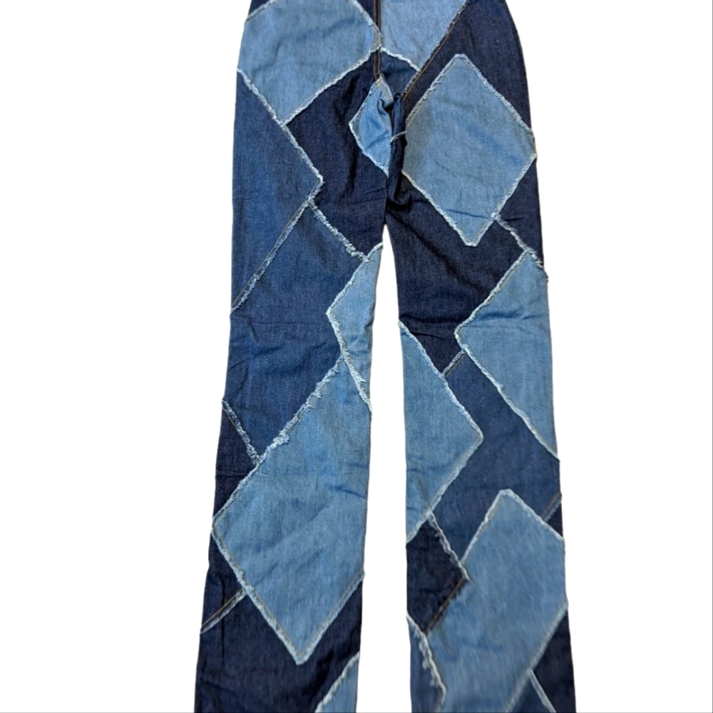 **SOLD** NEW JARED LOW RISE DIAMOND Y2K PATCHWORK JEANS Size 24 - Picture 6 of 11